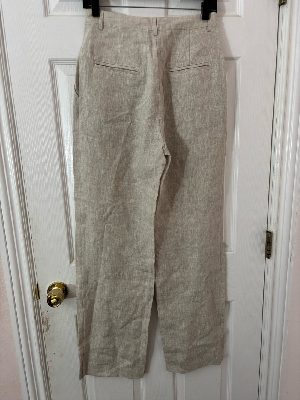 Reformation Mason Linen Pants Oatmeal Beige High Waisted Wide Leg Pleated Size 6 - Picture 6 of 12